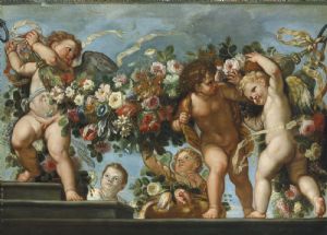 Carlo Maratta and Franz Werner Von Tamm "Putti with garlands of flowers".